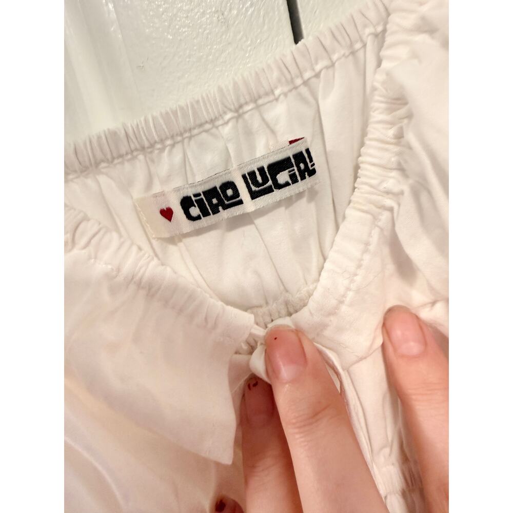 Ciao Lucia M Caserto White Cotton Mini Dress $345 Smocked Cottagecore Milkmaid - Picture 8 of 12